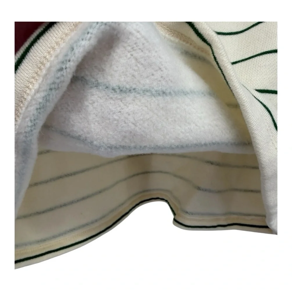 Madewell Green Stripe Crop Polo Sweatshirt Betterterry Fleece Varsity NWT XXS